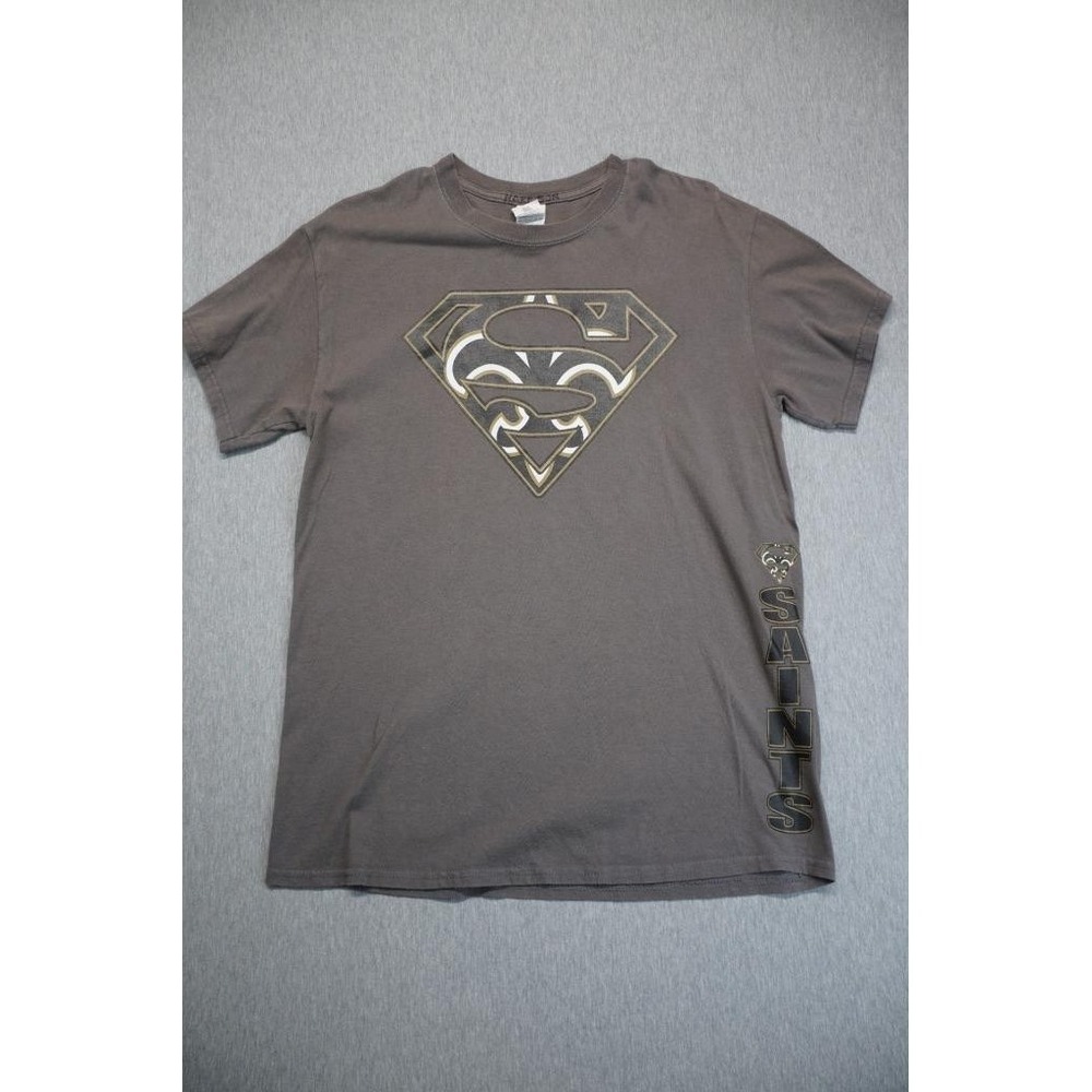 Superman New Orleans Saints Shirt Mens Medium Gray Short Sleeve NFL Football